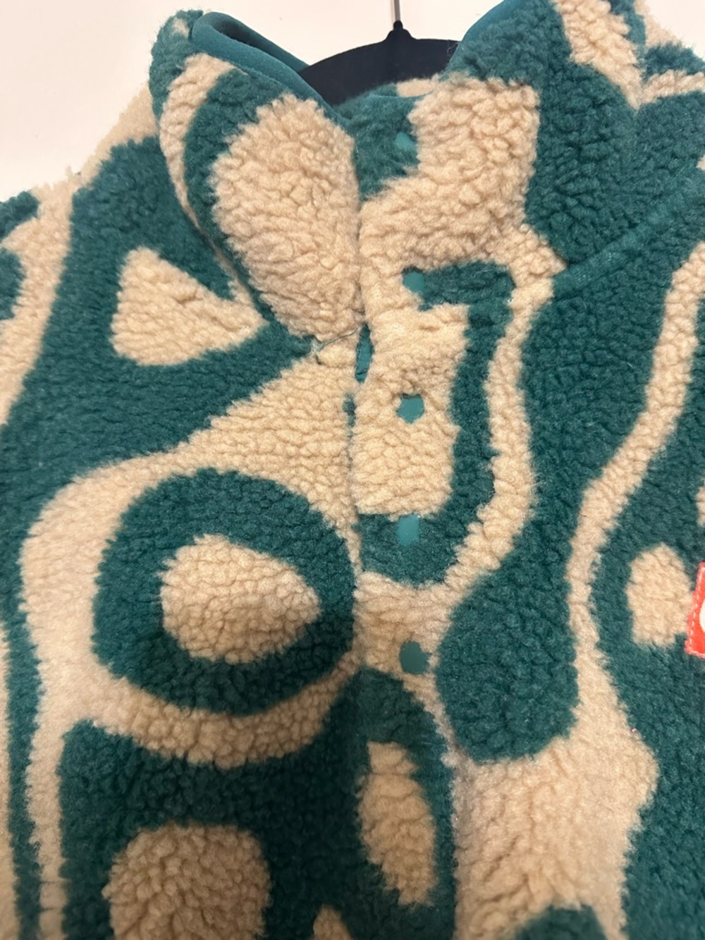 Parks Project Teal & Cream Abstract Sherpa Pullover - Picture 4 of 6